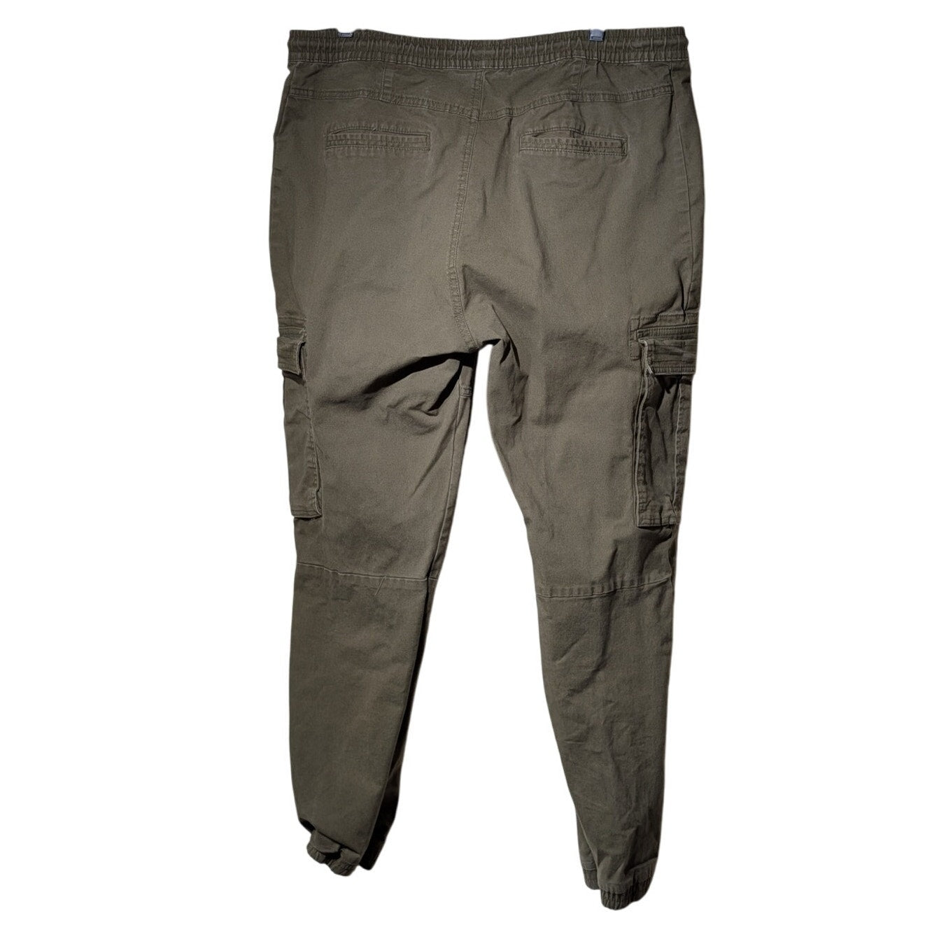 Denim Co. Cuffed Cargo Olive Green Elastic Drawstring Waist Canvas Jean Size XL