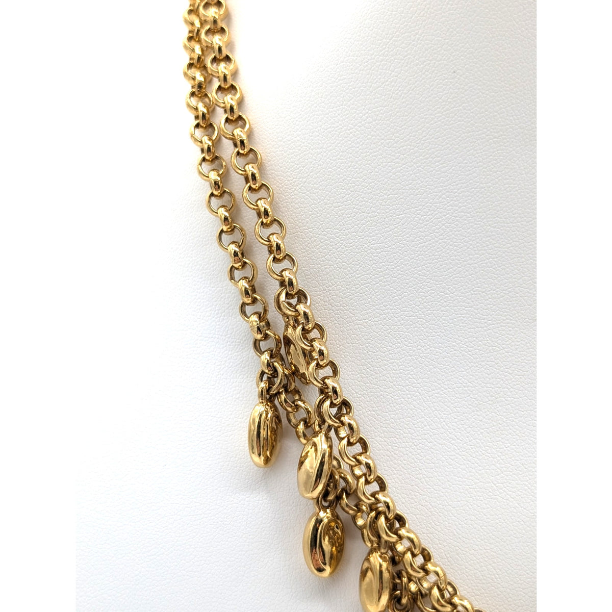 Gorgeous VTG Gold Tone Double Strand Rolo Chain W/ Gold Dangle Charm Necklace