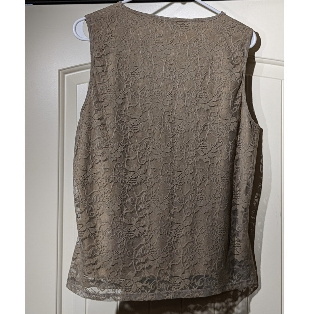 WD.NY Mushroom Lace Overlay Scoop Neck Sleeveless NWT Tank/Shell Sz XL