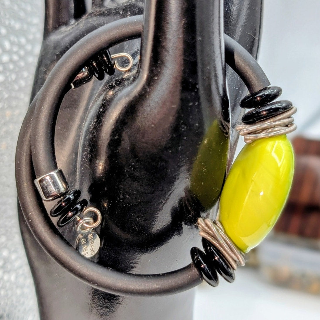 Made in Italy Lime Green Murano Glass Rubber Wrap Bracelet