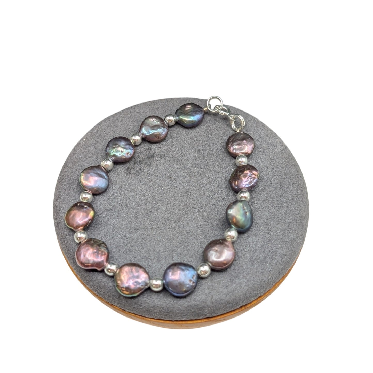 925 Sterling Peacock Coin Pearl Bracelet