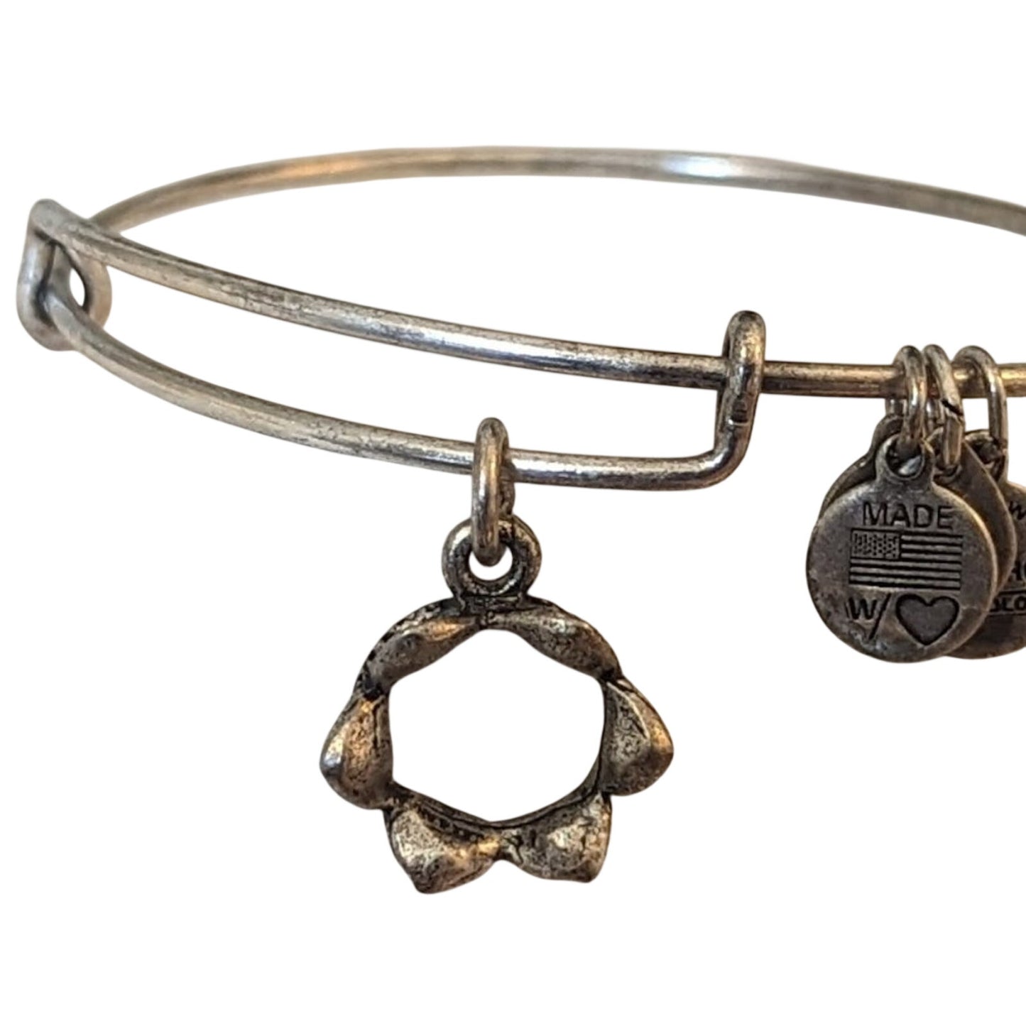 Alex and Ani Silver Crown with Rhinestone Adjustable Slide Bangle Bracelet