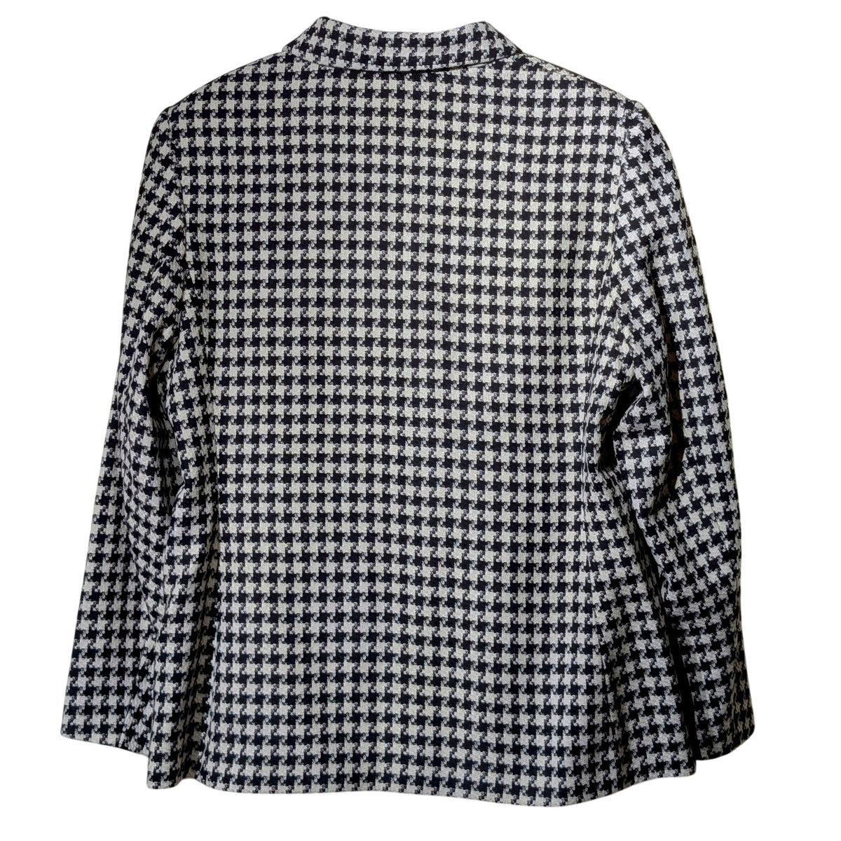 VTG August Max Woman Black/White Houndstooth Button Front Lined Jacket Sz 12W