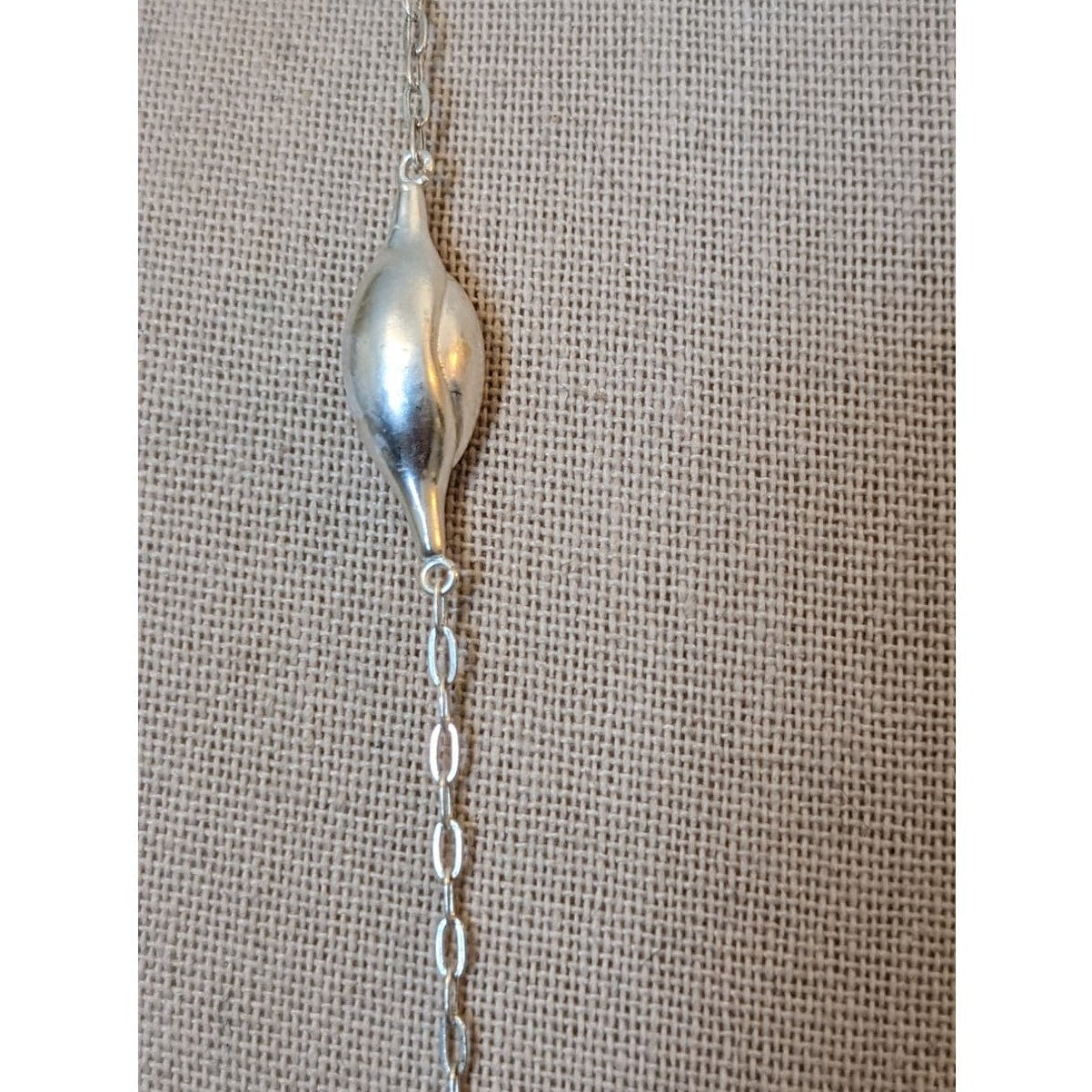 Vintage Silver Plated Snail Shell Bead Drawn Cable Link Chain Necklace