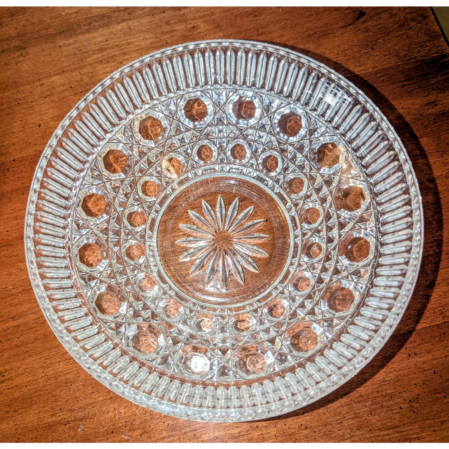 Vintage Federal Clear Glass Windsor Button & Cane Design Bowl