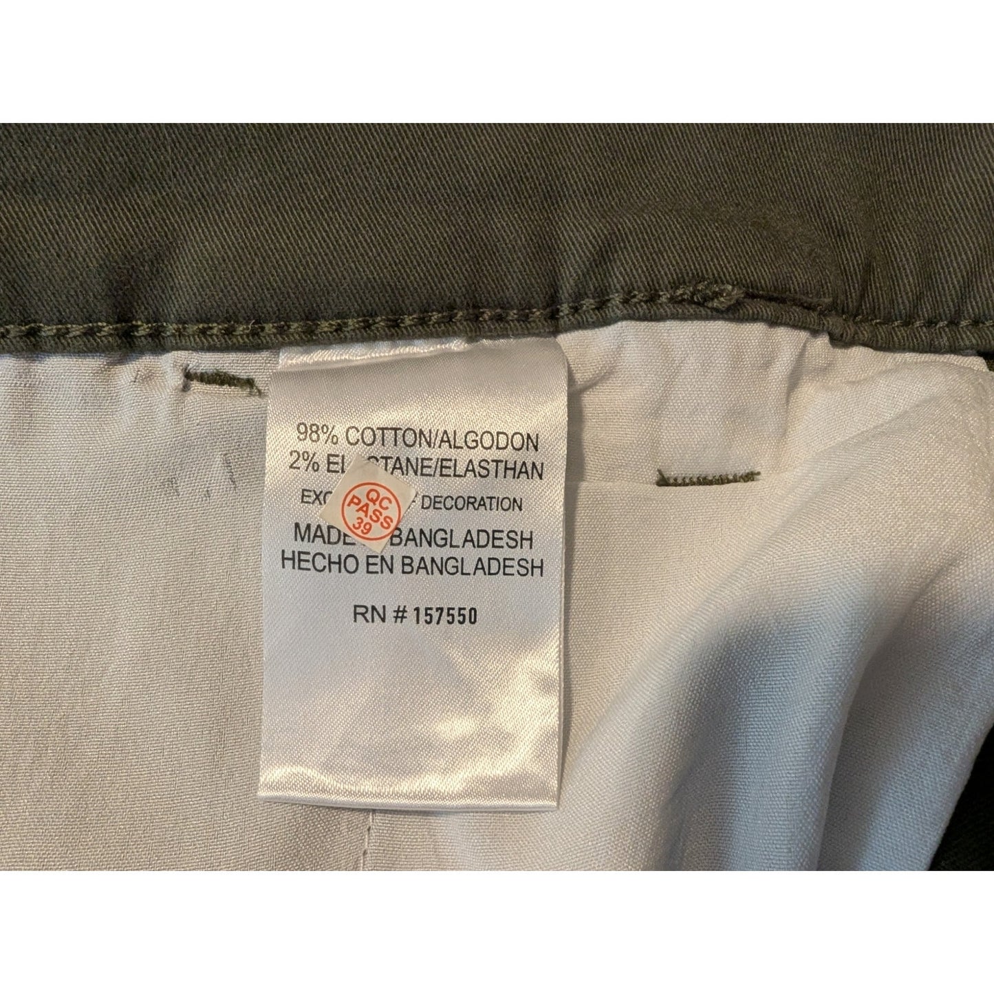 Men's Tahari Olive Green Essex Twill Chino Slim Fit Cotton Stretch Pant 38 x 32