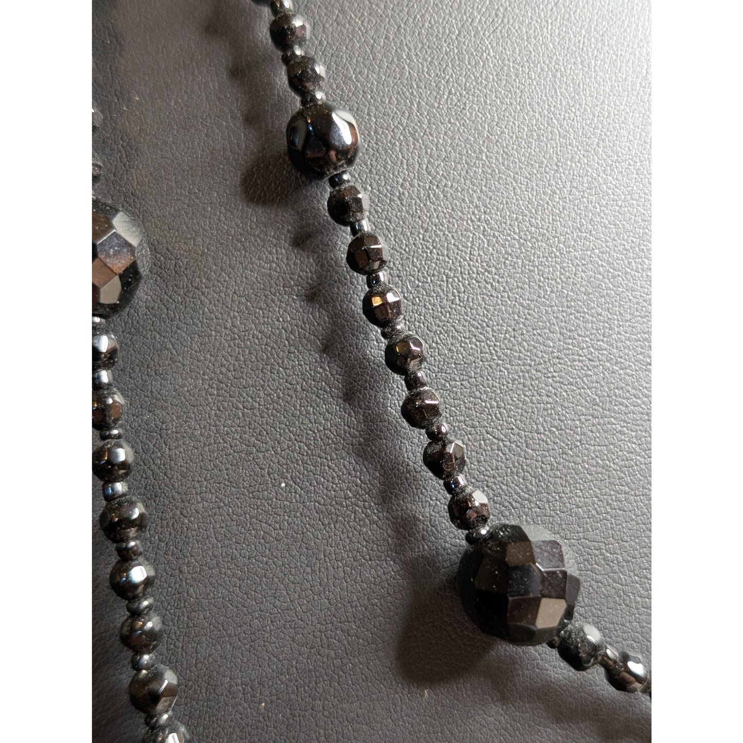 Jet Black Faceted Glass Bead 60" Necklace w/ Lobster Claw Clasp