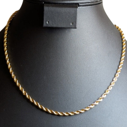 Vintage Gold Tone Rope Chain 18" Necklace