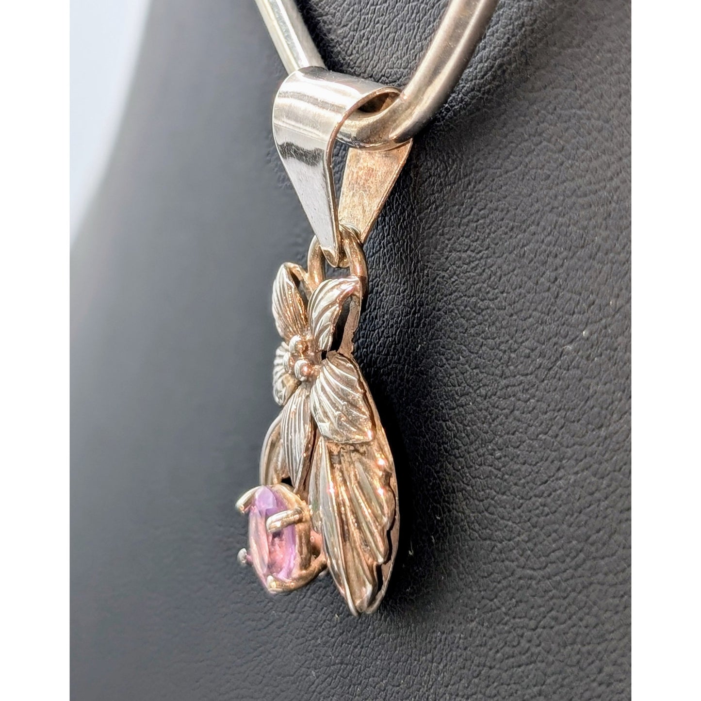 Vintage Sterling Genuine Amethyst Flower Pendant (Only)