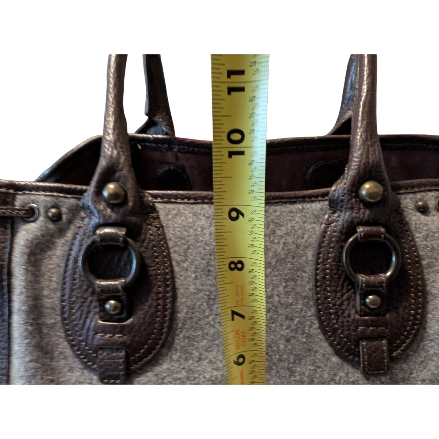 Vintage Banana Republic Leather Wool Flannel Medium Tote Handbag