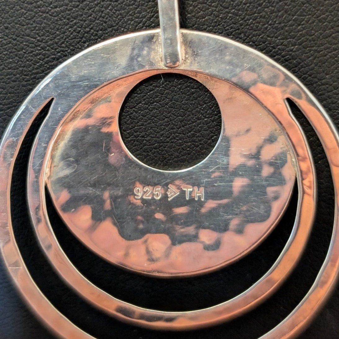 Retired Silpada 925 Sterling Hammered Rings Sterling Silver Pendant Necklace