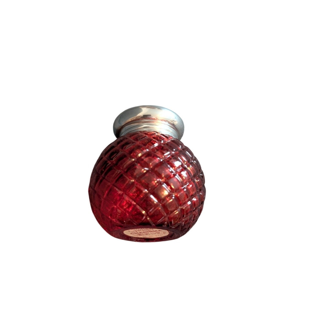 Vintage Avon Red Glass  1.5 Oz Charisma Powder Sachet Shaker Bottle