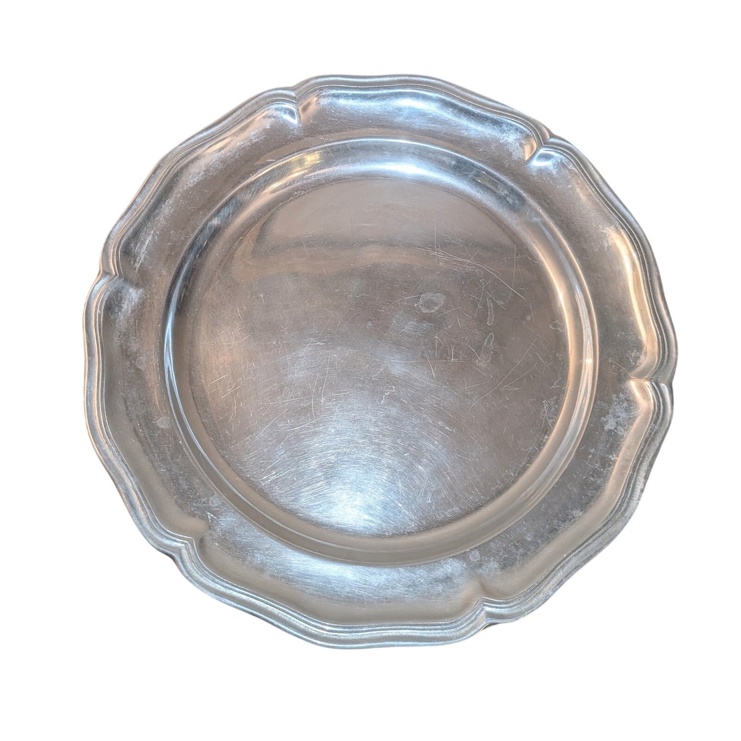 Wilton Mount Joy PA Made in USA Lg Pewter Round Scalloped Serving Plate/Platter