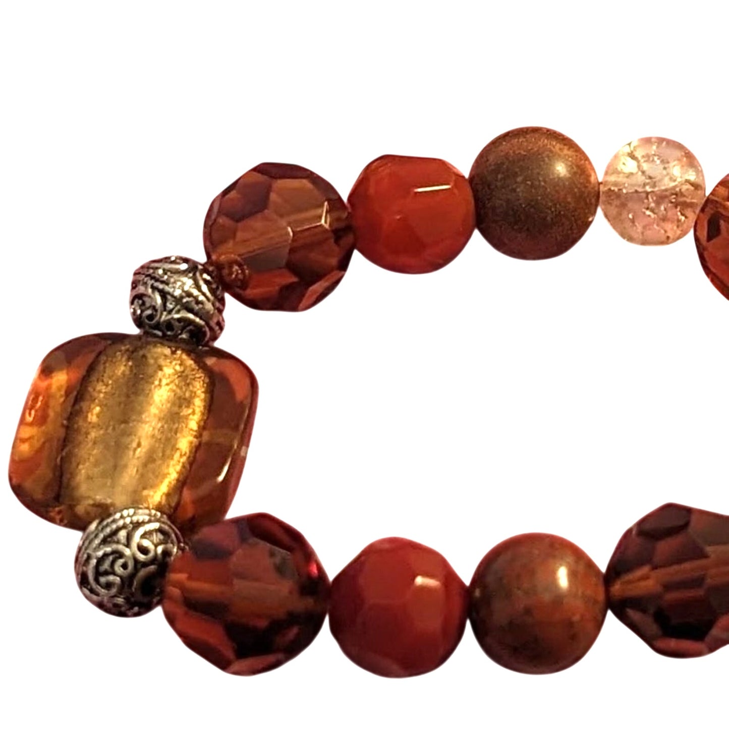 Signed Cookie Lee Stretch Bracelet with Glass and Stone Beads