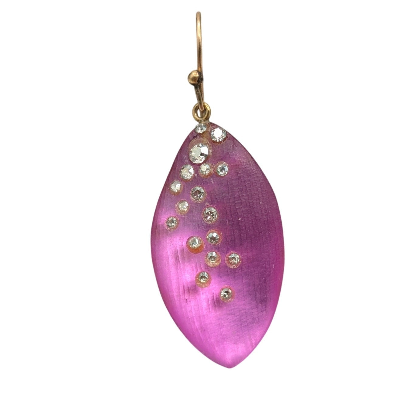 Single Alexis Bittar Lucite Crystal Dust Magenta Leaf Dangle Earring