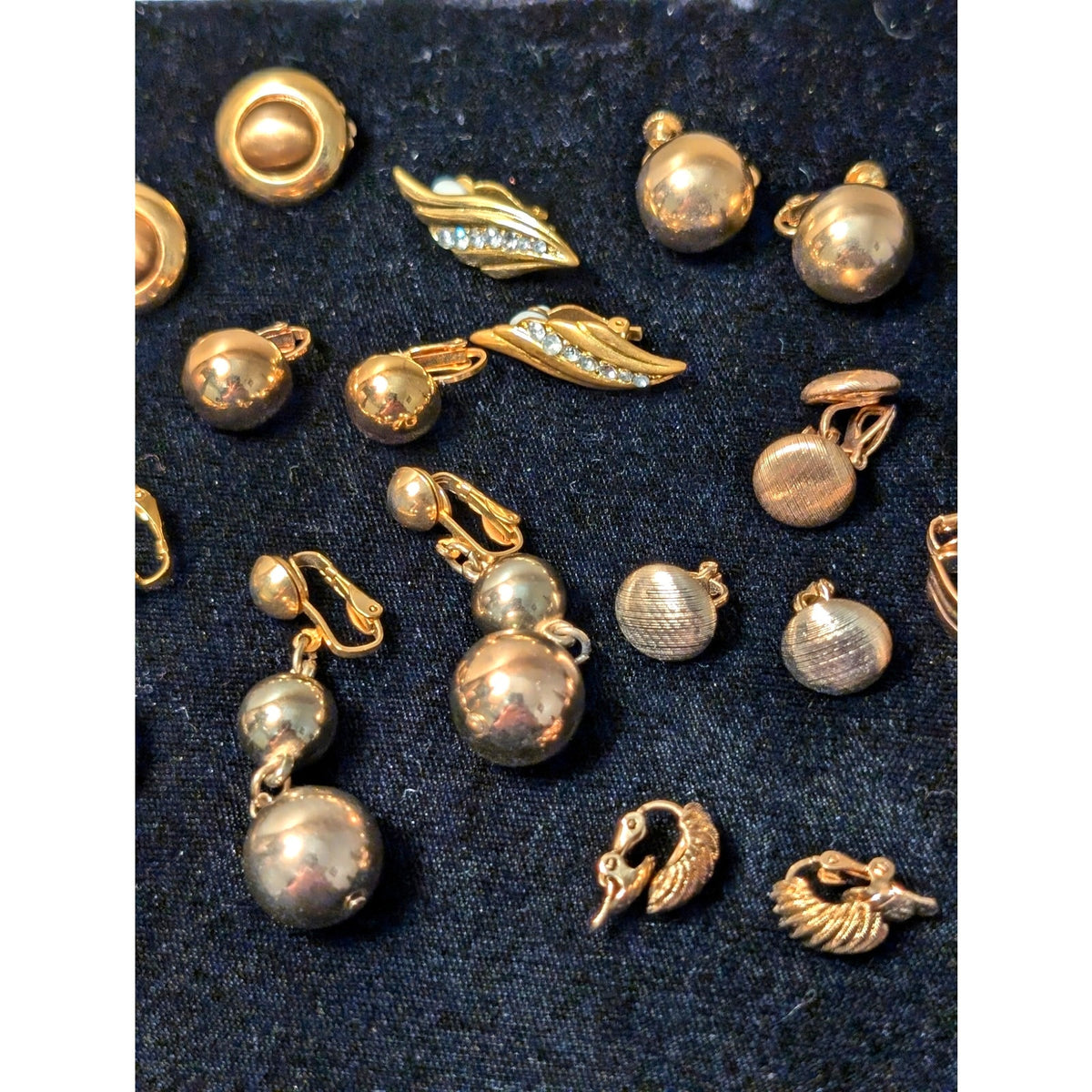 Vintage Ten Predominantly Gold Tone Clip On Earrings