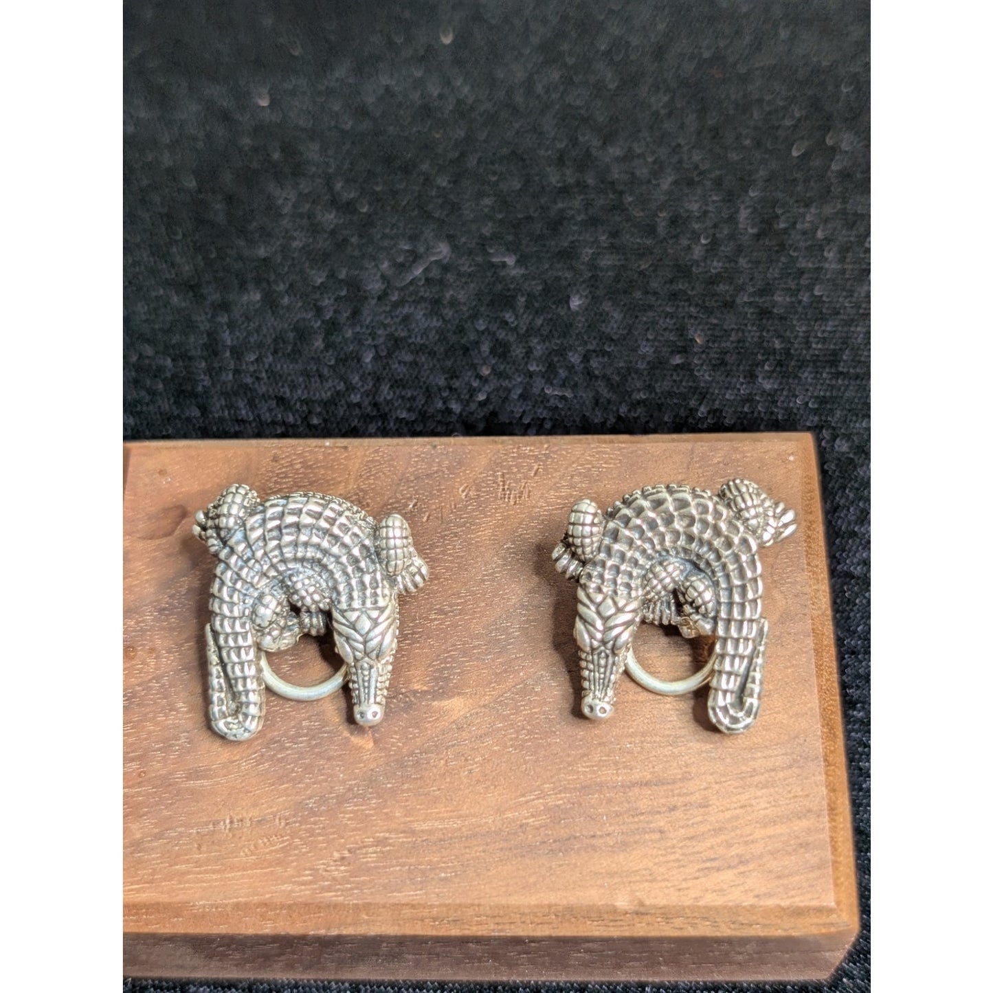 RARE! Signed Barry Kieselstein-Cord Sterling Alligator Omega Clip On Earrings