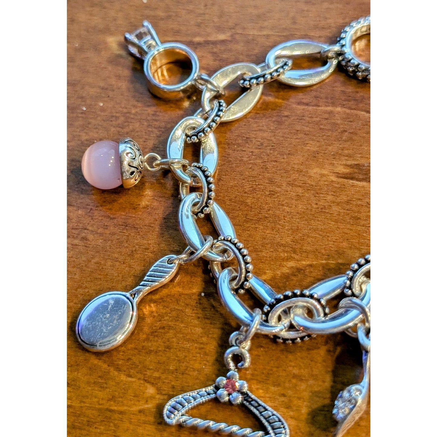 Premier Designs Silver Tone Girly Toggle Clasp Charm  Bracelet