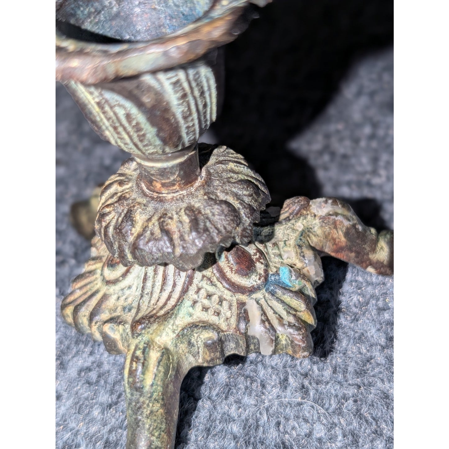Vintage/Antique Pr. French Gilt Bronze Metal Patina Petite Candle Holders