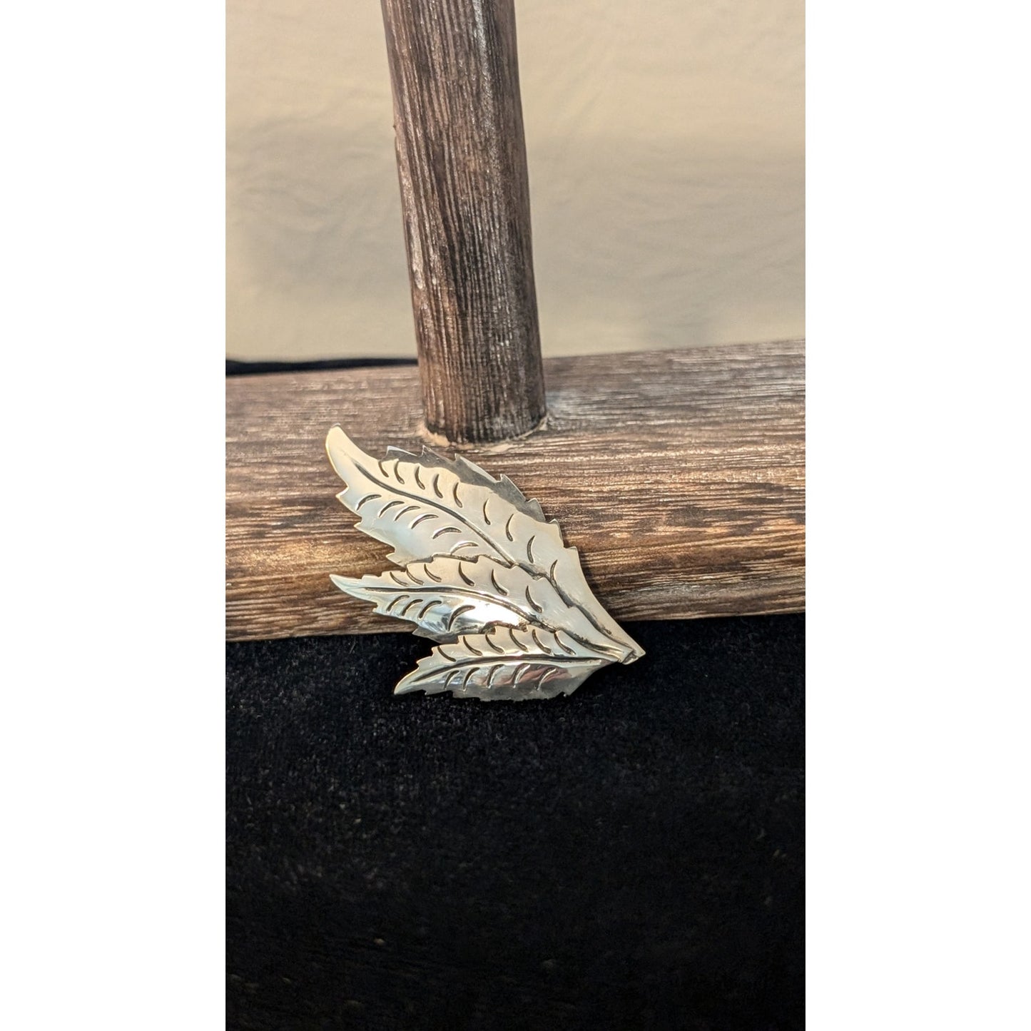 Vintage 50s-60s Mexico Signed 925 Silver Three Leaf Brooch 8g