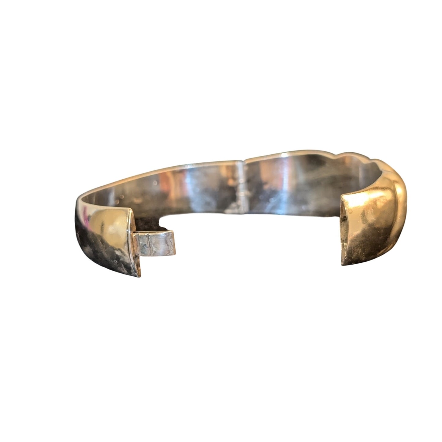 Vintage 925 Sterling Swirl Design Wide Slide In Clasp Bangle Bracelet