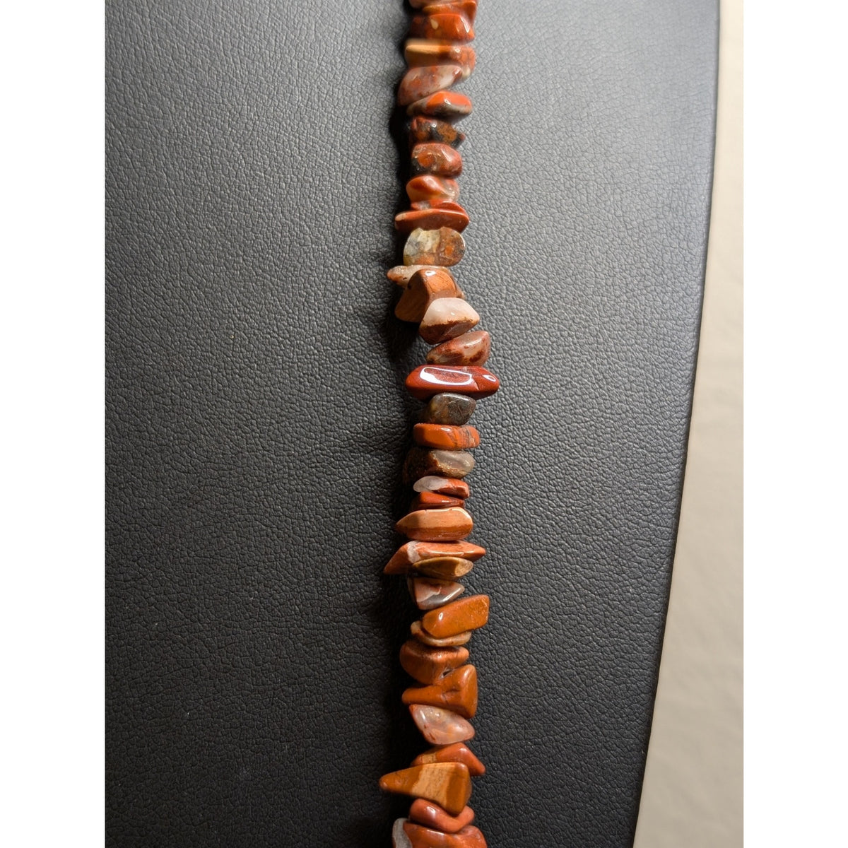 Vintage Brownish Red Gemstone Chip Bead 34" Strand Necklace