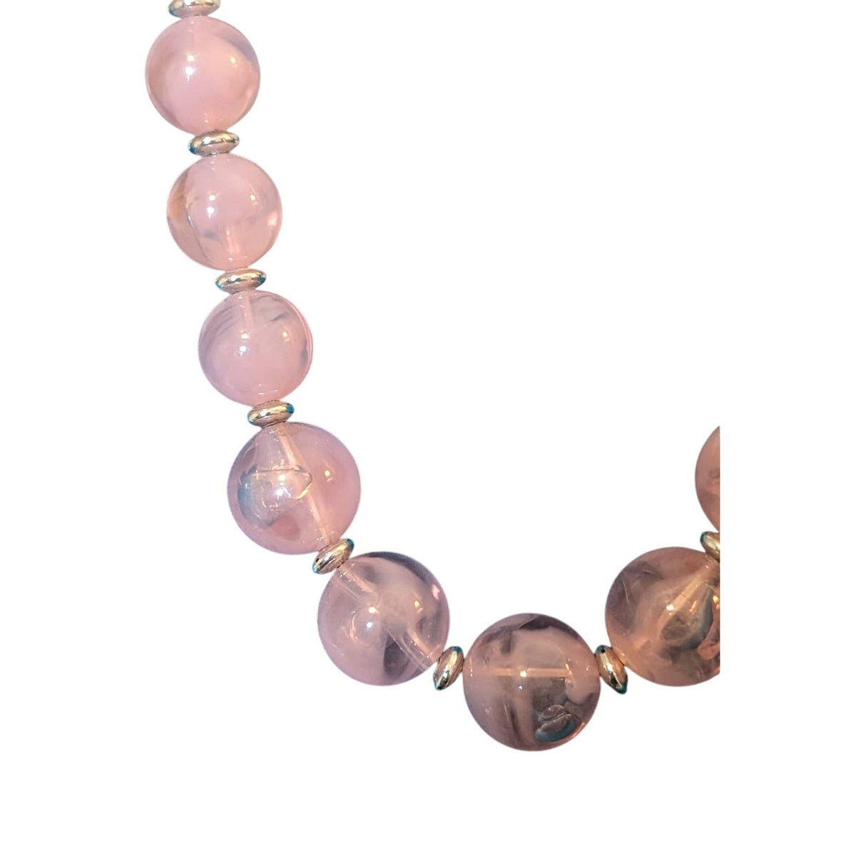 Vintage Graduated Pink Acrylic Beads with Silver Tone Spacer Beads
