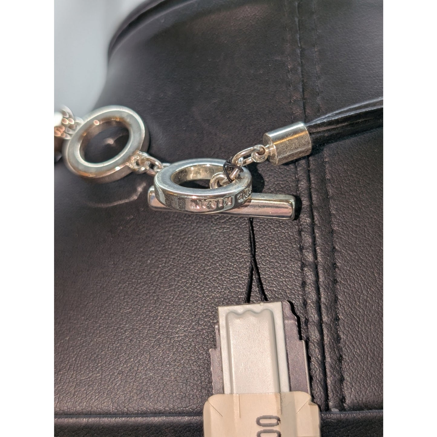 Anne Klein NWT Bullseye Pendant Black Corded Silver Tone Toggle Clasp Necklace