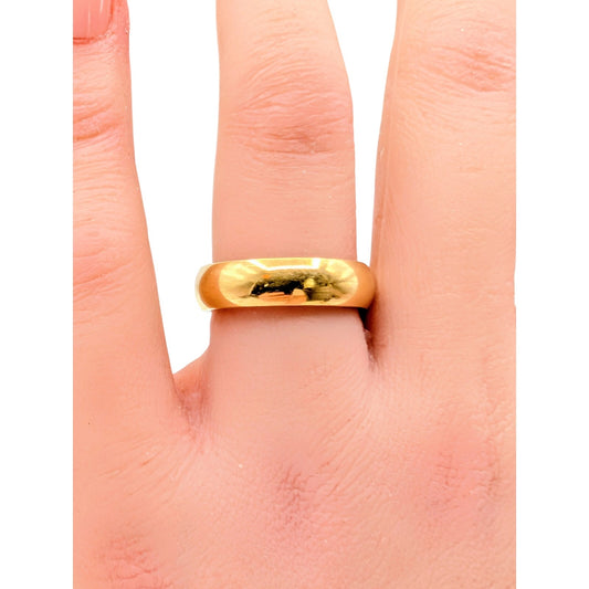 Vintage 18K Yellow Gold Artcarved Women's Wide Wedding Band Ring Size 6.5