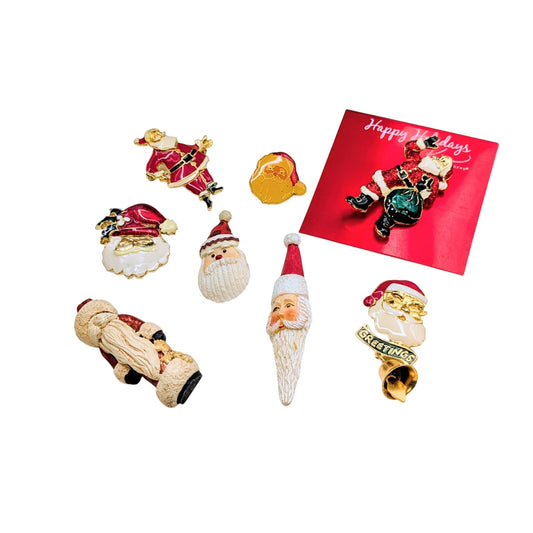 Lot of Eight Christmas Santa Pins