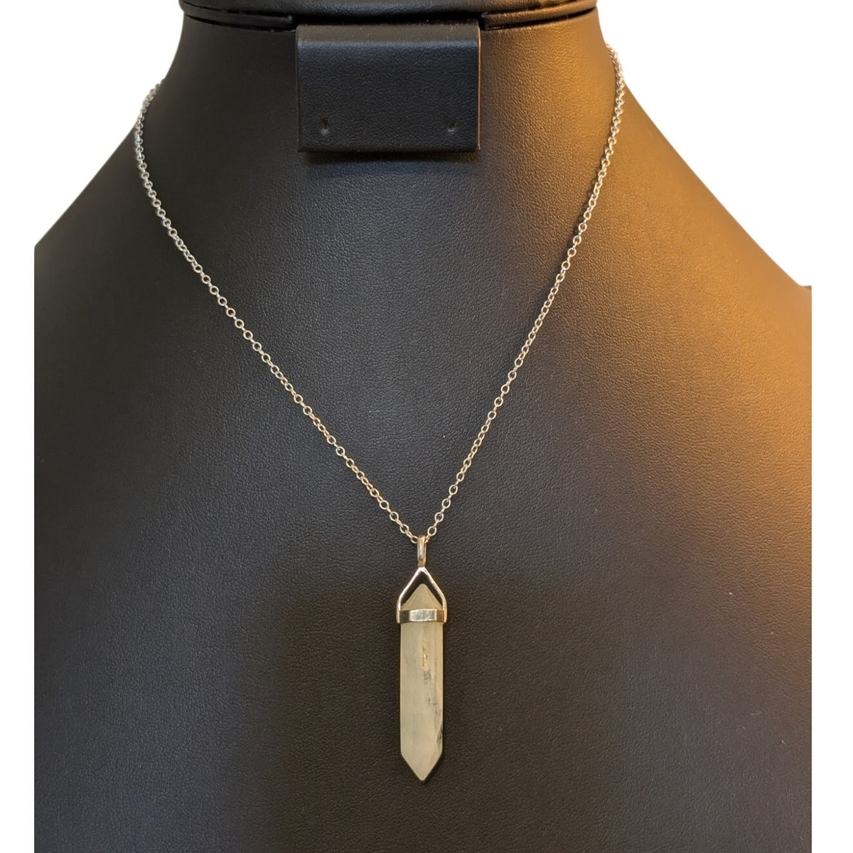 925 Sterling Silver Quartz Pendant 16" Necklace