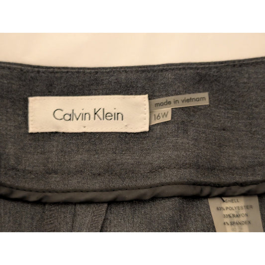 Calvin Klein Charcoal Classic Wide Leg High Rise Womens Sz 16W Dress Pant