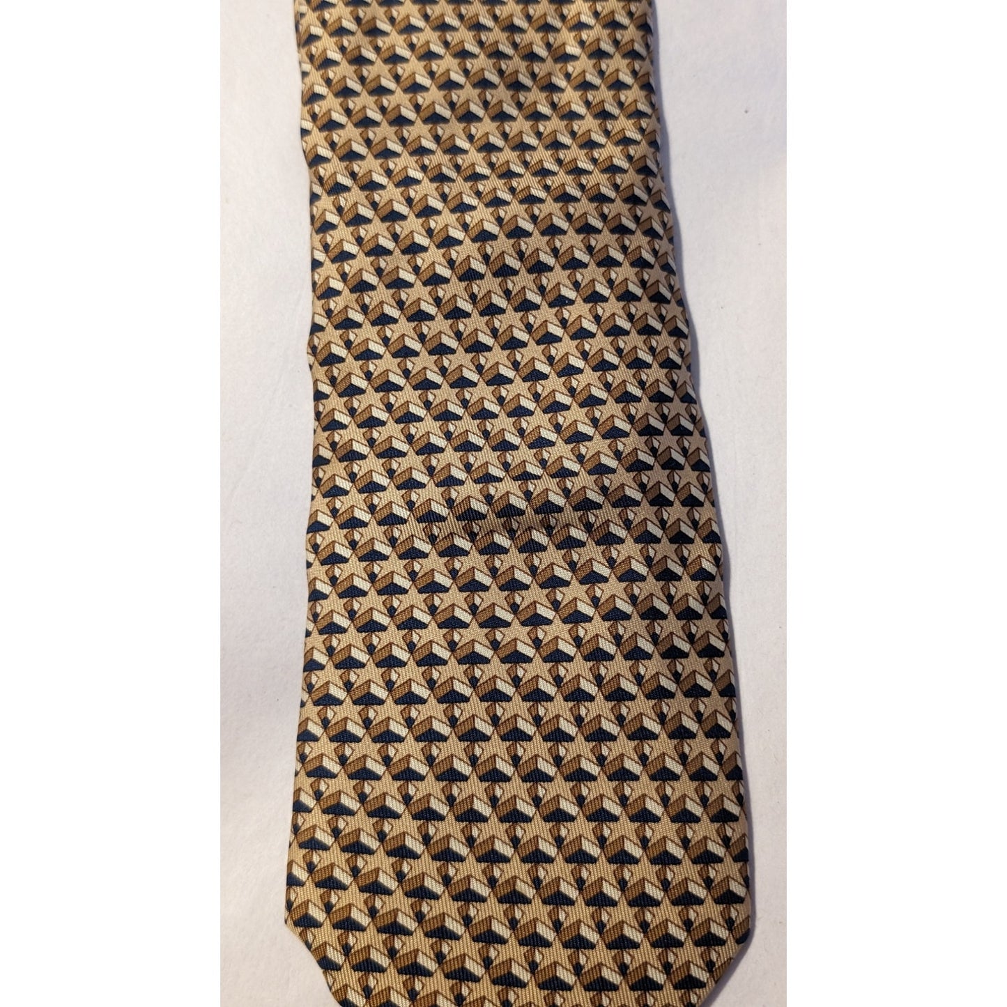 Hermes Paris Vintage 100% Silk Beige Star Print Neck Tie