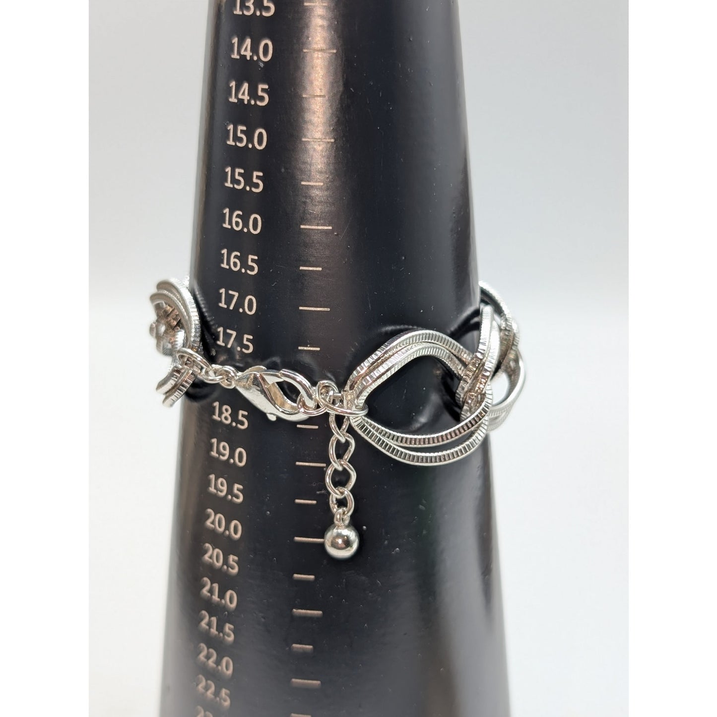 Silver Tone Textured Double Curb Oval Chain Link Bracelet