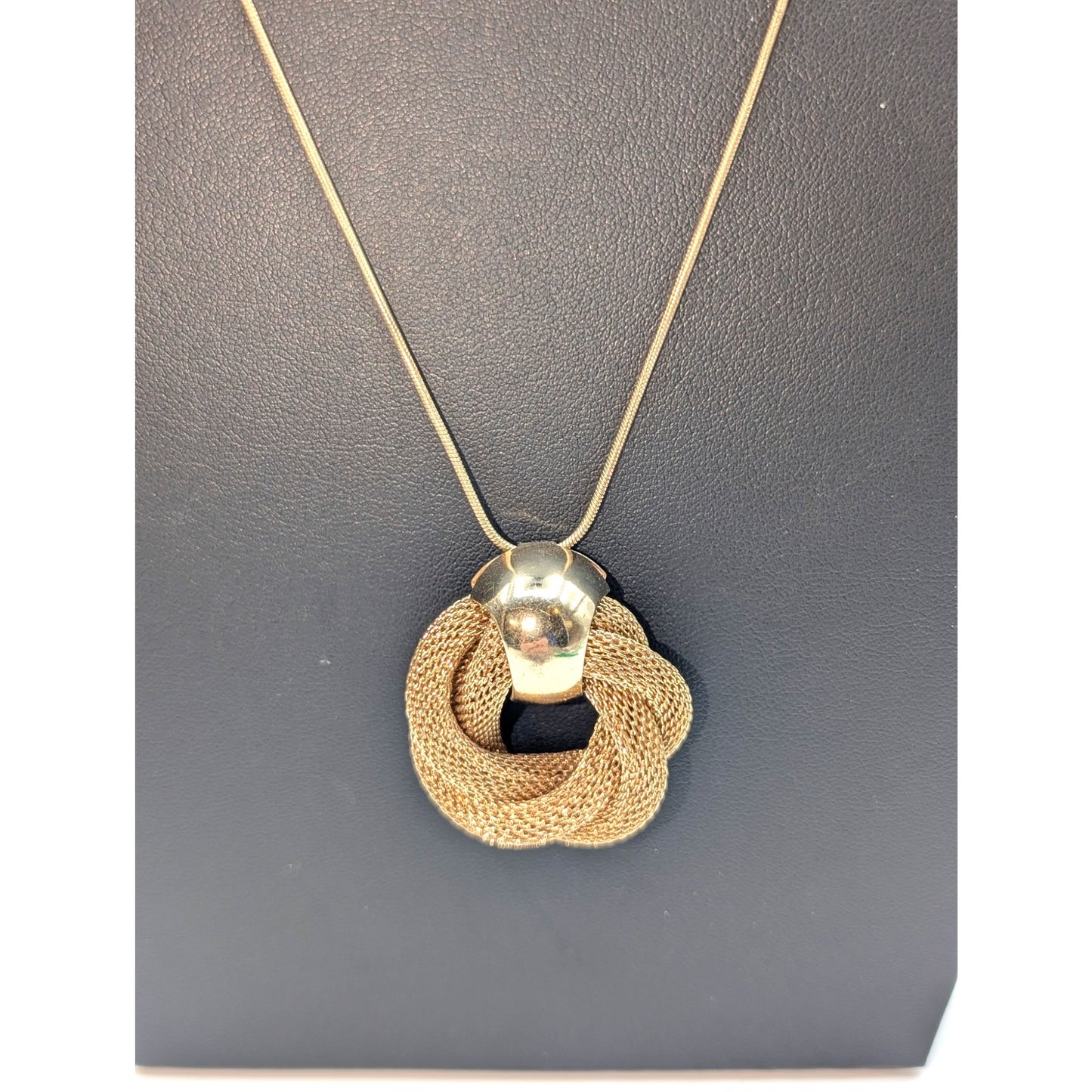Gold Tone Mesh Pendant Approximately 30"-33" Long Snake Chain Necklace