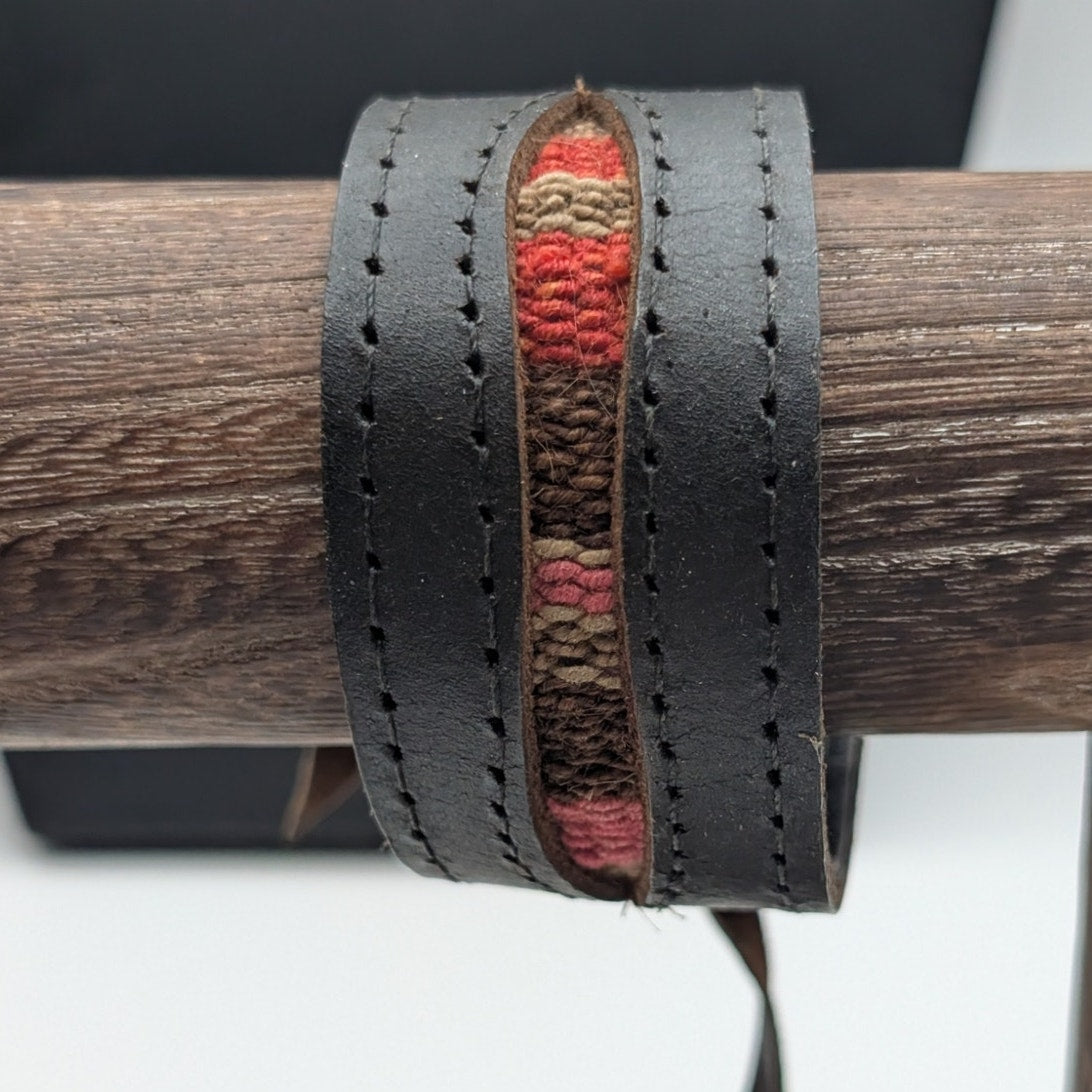 Lot of Six 70s Boho Leather Beaded Tie Bracelets Including Santo Pecado