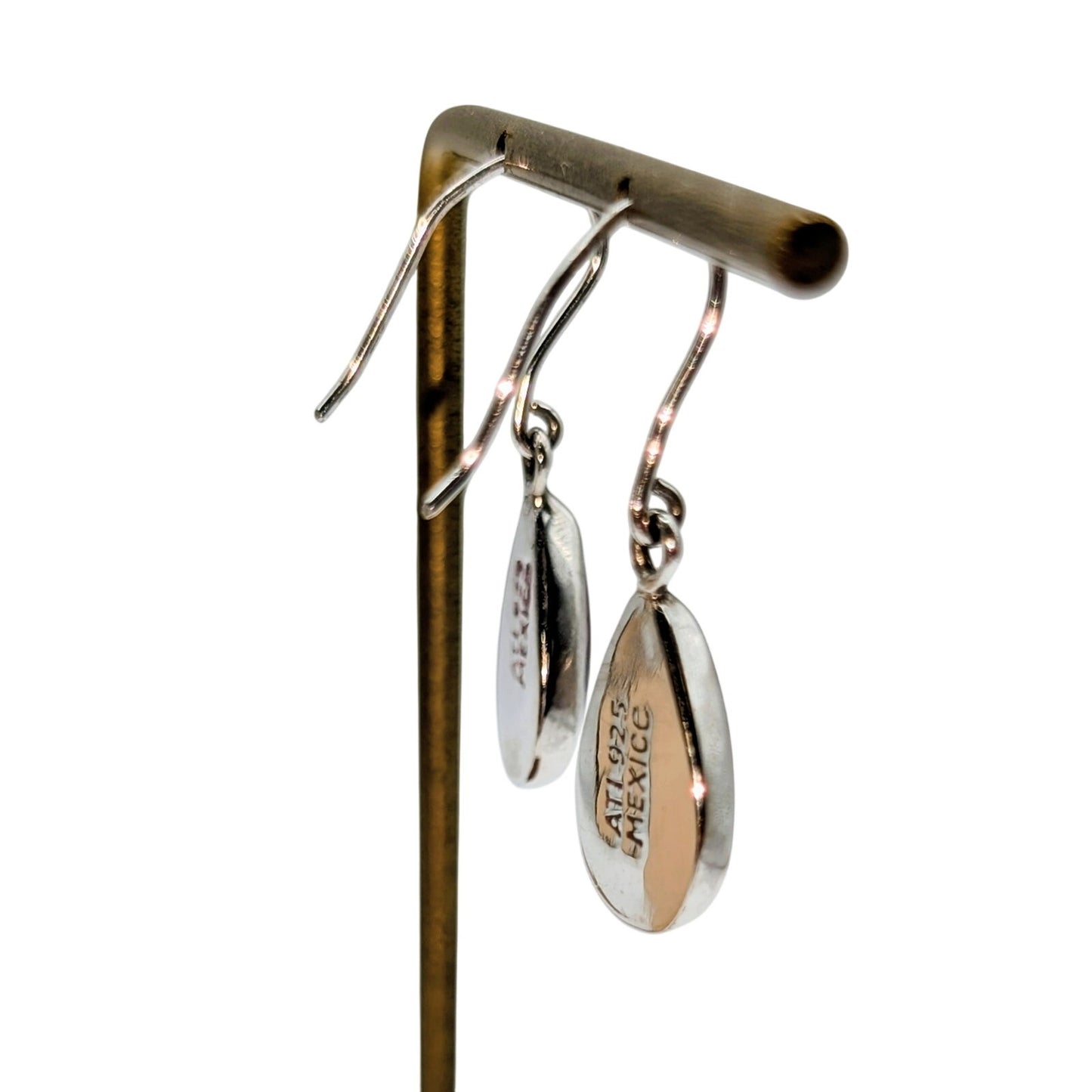 Vintage ATI 925 Mexico Sterling Silver Red Stone Teardrop Dangle Earrings