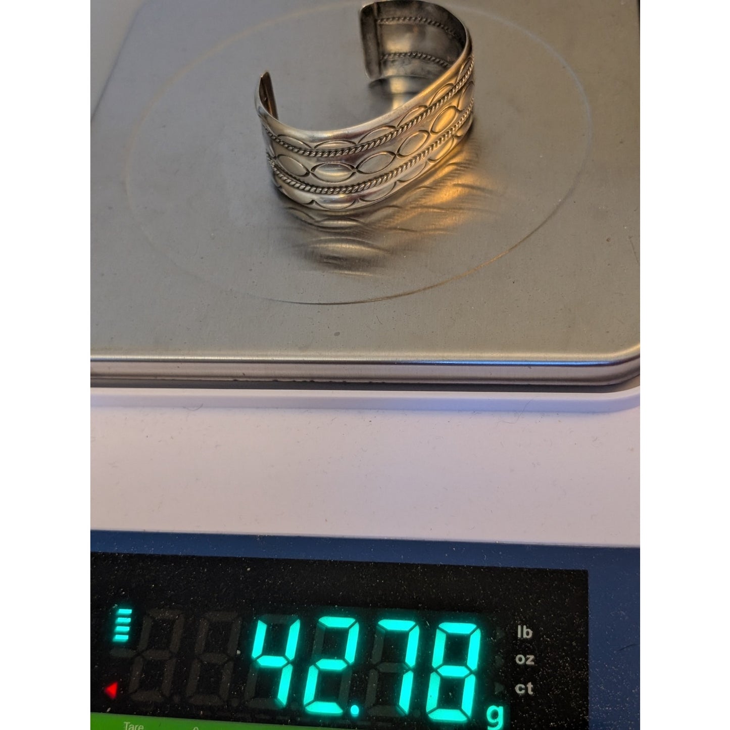 Vintage Native American Style 925 Sterling Silver 1" Wide Cuff Bracelet