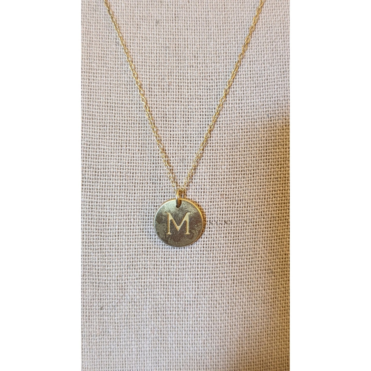 MWS 925 Silver India Made Gold Tone 'M' Initial Charm Necklace
