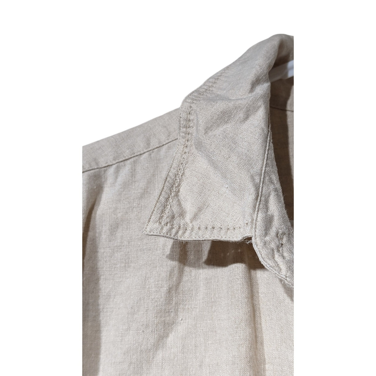 Westbound Ecru Eyelet Trim Button Up 100% Linen Long Sleeve Shirt Womens Sz L