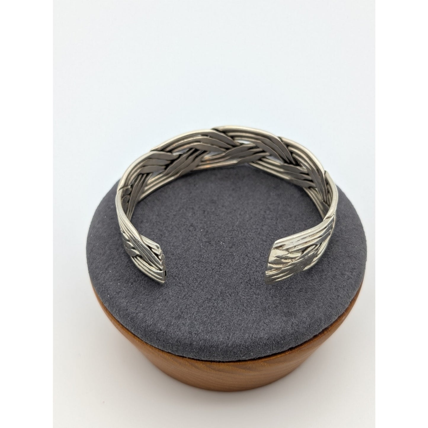 Vintage 925 Sterling Taxco Mexico 5/8" Wide Braided Thick Wire Cuff Bracelet