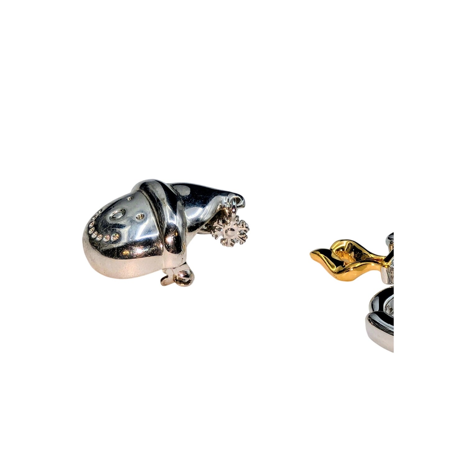 Lot of Two Silver Tone Snowmen Pin/Brooches -- One NWT