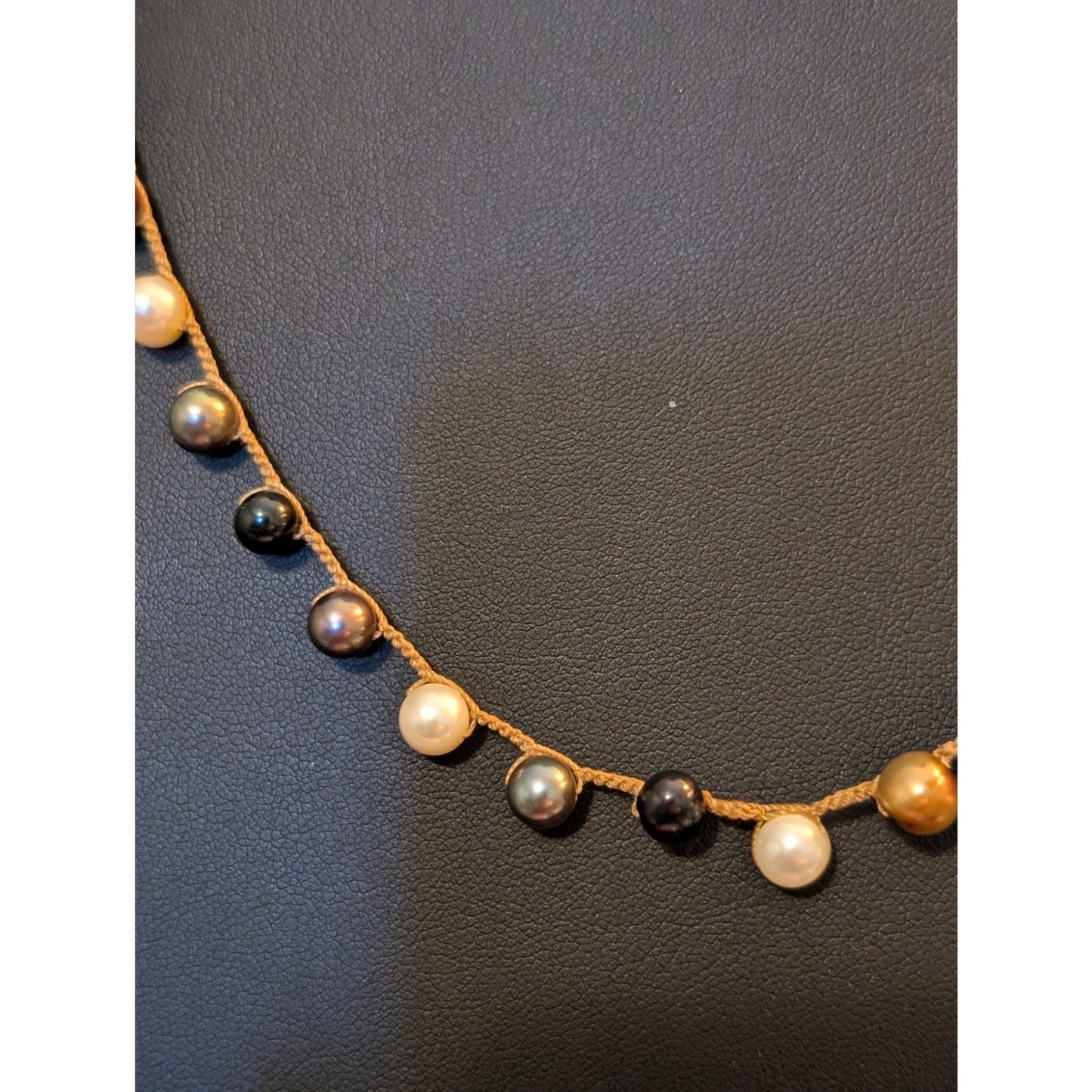 Hand-Crocheted Collection of Multi-Color Natural Pearls W/ Crystal Bauble Clasp