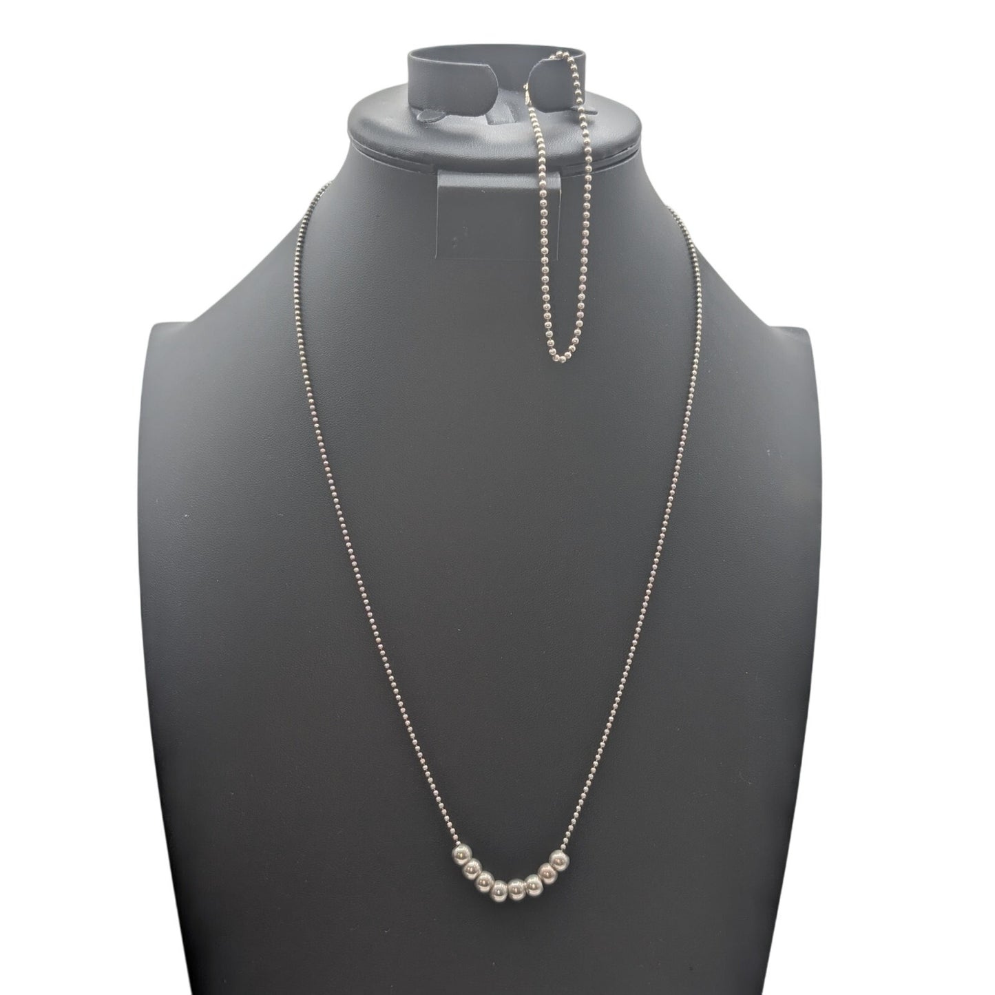 Vintage 925 Italy Sterling Silver Bead Ball Chain 24" Necklace & 7.75" Bracelet