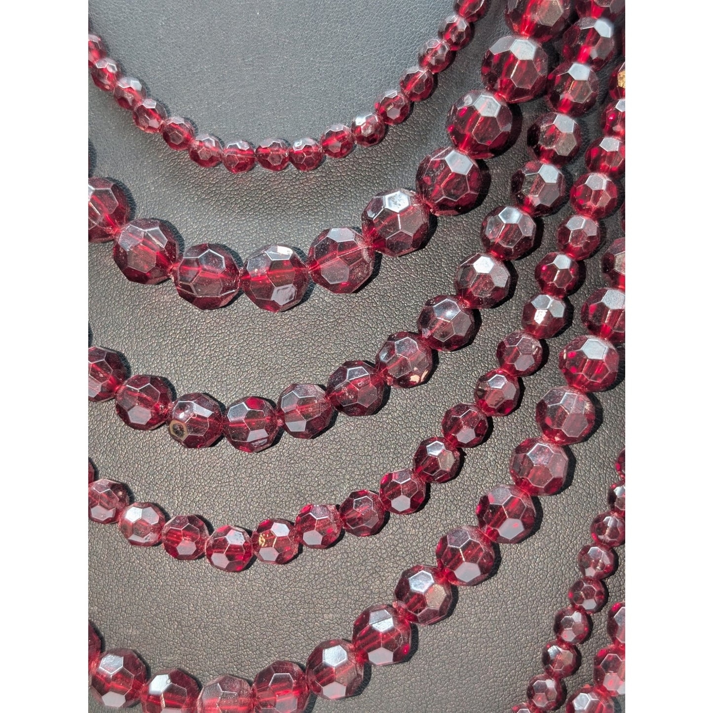 Vintage Grazino Seven Strand Sparkling Wine Acrylic Bead 19"-22" Necklace