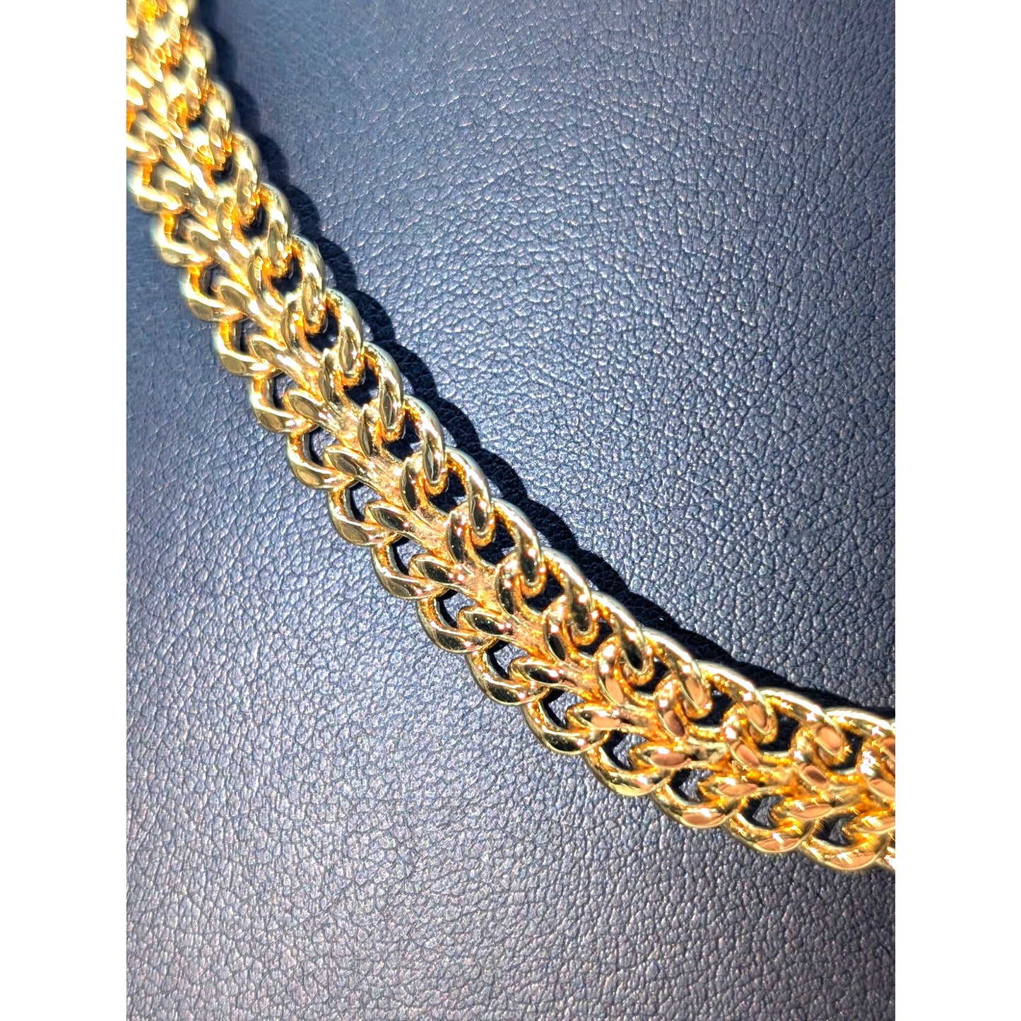 Vintage Monet 3/8" Wide Double Curb Gold Tone Chain Collar 17.5" Necklace