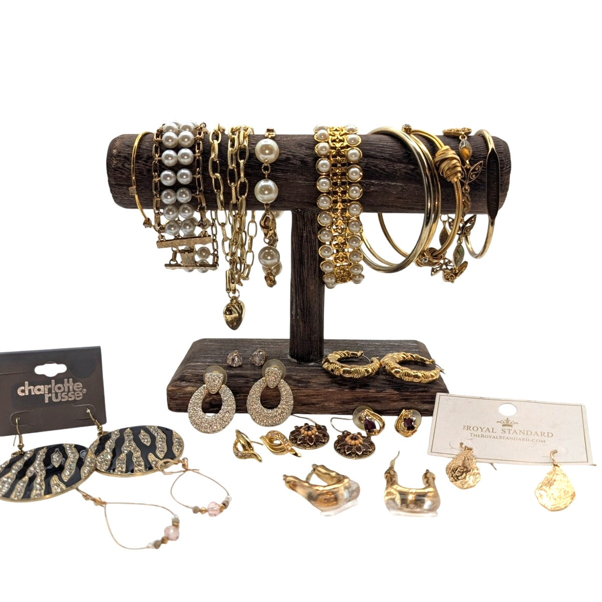 Mixed Lot of Gold Tone Ten Bracelets & Ten Pair of Earrings
