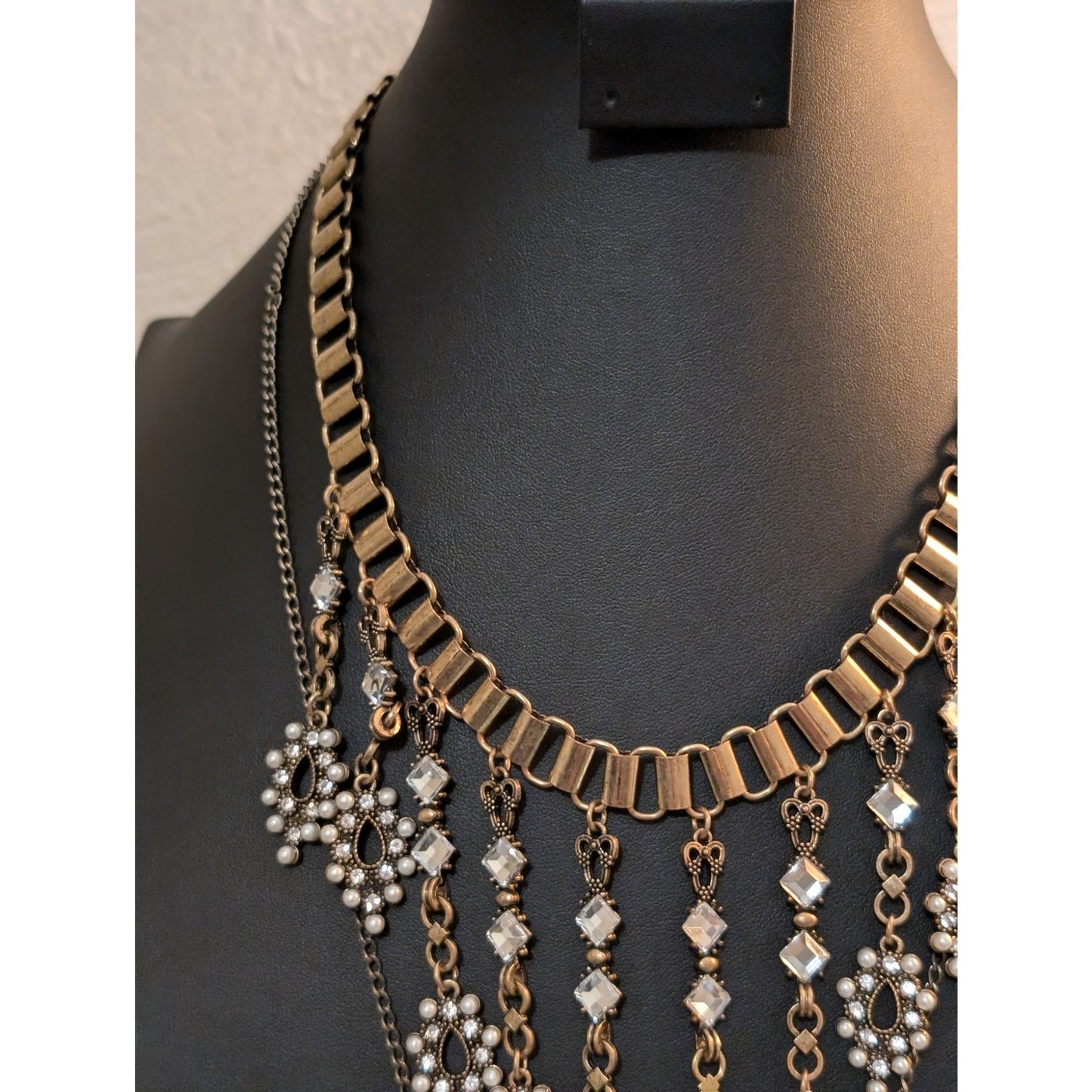 Two Victorian Drop Dangle Pendant Bib Necklace Lot