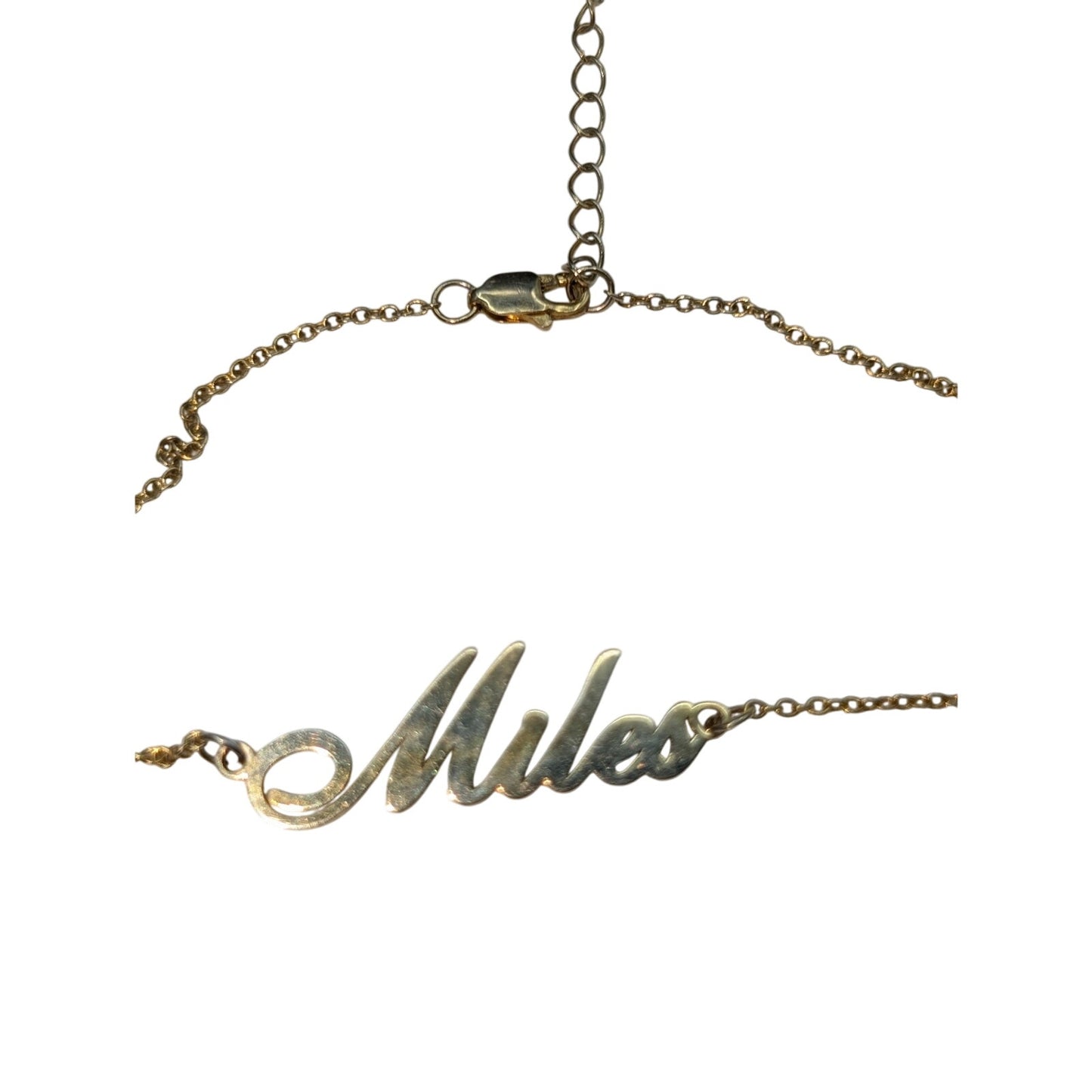 925 Sterling Vermeil 'Miles' Name Chain Link 8"-9.25" Bracelet