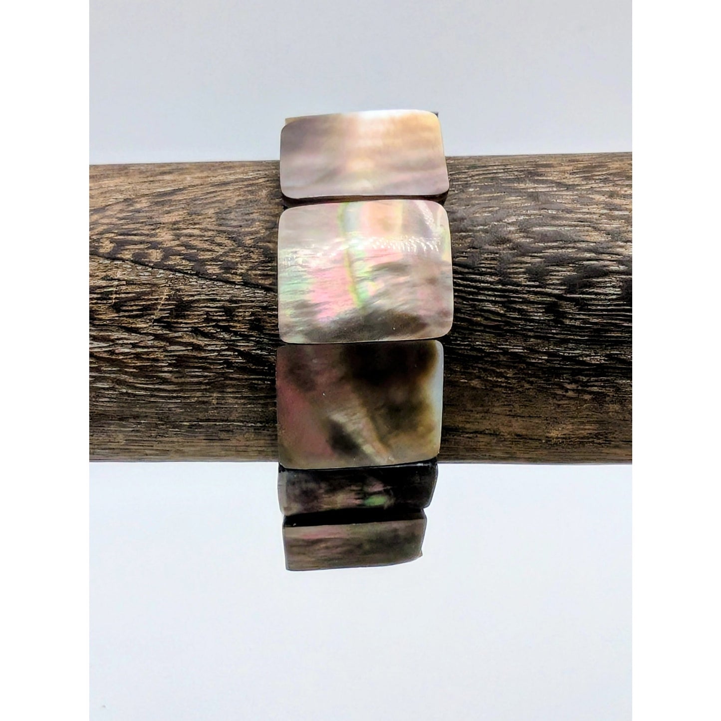 Abalone Covered Tile Stretch Bracelet